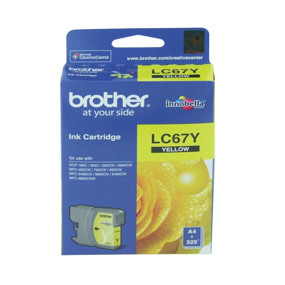 Brother LC67Y Yellow Original Ink Cartridge, LC-67Y
