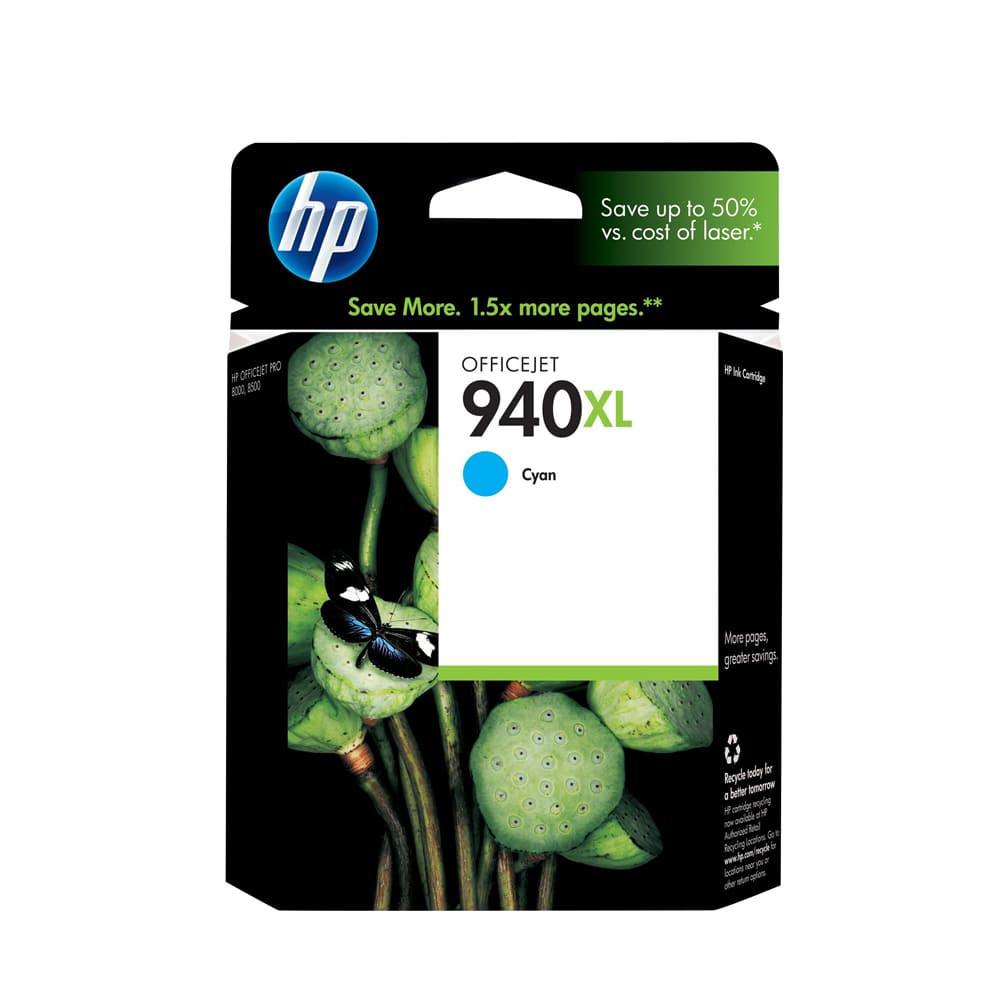 HP 940XL High Yield Cyan Original Ink Cartridge, C4907AE
