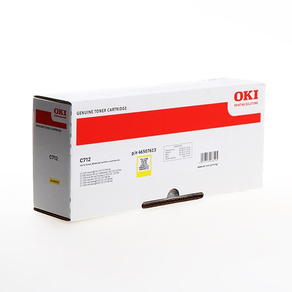 OKI C712 Printer Yellow Original Toner Cartridge, 46507613