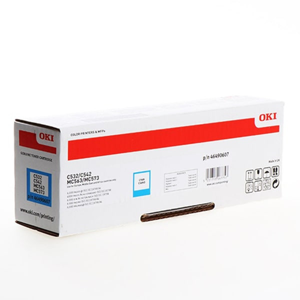 OKI C532, C542, MC563, MC573 Cyan Original High Capacity Toner Cartridge (6000 Pages)